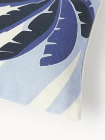 Kussenhoes Miro met palmboommotief, 100% katoen, Blauwtinten, bruintinten, B 45 x L 45 cm