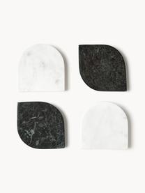 Set sottobicchieri in marmo Jessi 4 pz, Marmo, Bianco, verde scuro, marmorizzato, Larg. 10 x Prof. 10 cm