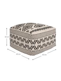 Pouf intérieur-extérieur Sahara, Crème, noir, larg. 63 x haut. 32 cm