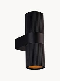 Outdoor wandlamp Kyklop, Diffuser: glas, Zwart, goudkleurig, Ø 9 x H 25 cm