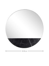 Okrągłe lustro ścienne o wyglądzie marmuru Stockholm, Czarny marmurowy, Ø 40 x G 1 cm