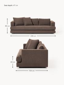 Bouclé-Sofa Tribeca (3-Sitzer), Bezug: Bouclé (93 % Polyester, 6, Gestell: Buchenholz, Kiefernholz, , Bouclé Dunkelbraun, B 228 x T 104 cm