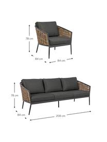 Garten-Lounge-Set Maribela, 3-tlg., Bezug: 100 % Polypropylen, Gestell: Aluminium, pulverbeschich, Anthrazit, Hellbraun, Set mit verschiedenen Größen