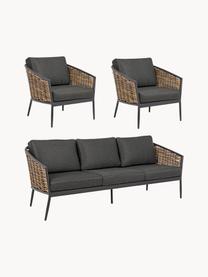 Outdoor loungeset Maribela, 3-delig, Bekleding: 100% polypropyleen, Frame: gepoedercoat aluminium, Antraciet, lichtbruin, Set met verschillende formaten