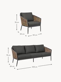 Outdoor loungeset Maribela, 3-delig, Bekleding: 100% polypropyleen, Frame: gepoedercoat aluminium, Antraciet, lichtbruin, Set met verschillende formaten