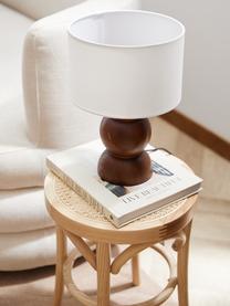 Lampa stołowa z drewna jesionowego Sascha, Ciemne drewno, Ø 24 x W 34 cm