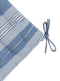 Cuscino sedia in cotone a righe Tosa, 100% cotone, Blu, bianco, Larg. 40 x Alt. 4 cm