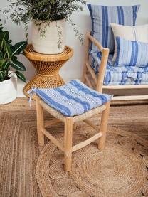 Poduszka na siedzisko z bawełny Tosa, 100% bawełna, Niebieski, biały, S 40 x W 4 cm