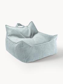 Pouf a sacco per bambini in velluto a coste Sugar, Rivestimento: velluto a coste (100% pol, Interno: 100% fibra non tessuta, Velluto a coste azzurro, Larg. 70 x Prof. 80 cm