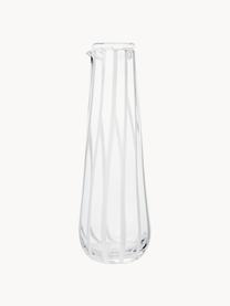 Mundgeblasene Wasserkaraffe Stripe, 800 ml, Glas, mundgeblasen, Transparent, Weiß, 800 ml