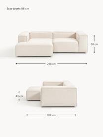 Narożna sofa modułowa z mieszanki lnu Lennon, Tapicerka: 50% wiskoza, 25% len, 15%, Nogi: tworzywo sztuczne Ten pro, Beżowa mieszanka lnu, S 238 x G 180 cm, lewostronna