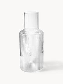 Mundgeblasene kleine Karaffe Ripple mit Wasserglas, 2er-Set, Glas, mundgeblasen, Transparent, glänzend, Karaffe: 500 ml, Glas: 200 ml