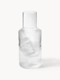 Mundgeblasene kleine Karaffe Ripple mit Wasserglas, 2er-Set, Glas, mundgeblasen, Transparent, glänzend, Karaffe: 500 ml, Glas: 200 ml