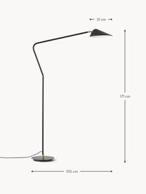 Grote leeslamp Neron, Decoratie: vermessingd metaal, Zwart, H 171 cm