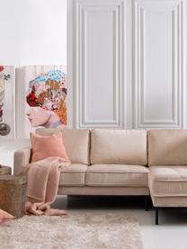 Sofa narożna z aksamitu Gabriela, Tapicerka: aksamit poliestrowy Należ, Nogi: metal lakierowany, Kremowy, S 230 x G 148 cm
