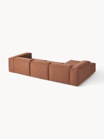 Modulares Ecksofa Lennon, Bezug: 100 % Polyester Der strap, Gestell: Massives Kiefernholz, Spe, Füße: Kunststoff Dieses Produkt, Webstoff Nougat, B 327 x T 180 cm, Eckteil links