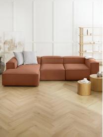 Modulares Ecksofa Lennon, Bezug: 100 % Polyester Der strap, Gestell: Massives Kiefernholz, Spe, Füße: Kunststoff Dieses Produkt, Webstoff Nougat, B 327 x T 180 cm, Eckteil links