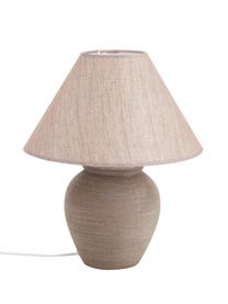 Keramik-Tischlampe Ramzi in Braun, Lampenschirm: Baumwolle, Lampenfuß: Keramik, Braun, Beige, Ø 34 x H 42 cm