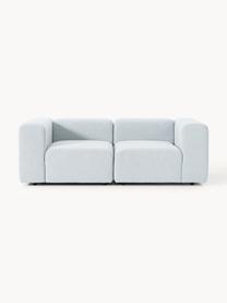 Modulares Bouclé-Sofa Lena (3-Sitzer), Bezug: Bouclé (93 % Polyester, 6, Gestell: Buchenholz, Spanplatte, H, Füße: Kunststoff, Bouclé Hellblau, B 211 x T 106 cm