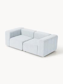 Modulares Bouclé-Sofa Lena (3-Sitzer), Bezug: Bouclé (93 % Polyester, 6, Gestell: Buchenholz, Spanplatte, H, Bouclé Hellblau, B 211 x T 106 cm