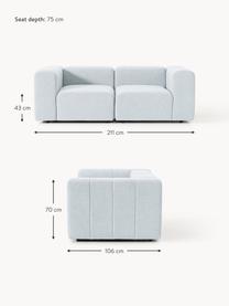 Modulares Bouclé-Sofa Lena (3-Sitzer), Bezug: Bouclé (93 % Polyester, 6, Gestell: Buchenholz, Spanplatte, H, Füße: Kunststoff, Bouclé Hellblau, B 211 x T 106 cm