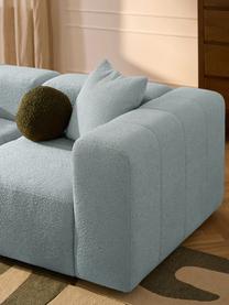 Modulares Bouclé-Sofa Lena (3-Sitzer), Bezug: Bouclé (93 % Polyester, 6, Gestell: Buchenholz, Spanplatte, H, Füße: Kunststoff, Bouclé Hellblau, B 211 x T 106 cm