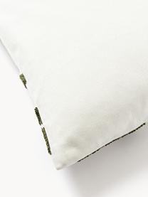 Povlak na polštář s žinylkovou výšivkou Fran, 100 % bavlna, Olivová, tlumeně bílá, Š 45 cm, D 45 cm