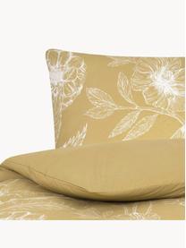 Baumwollperkal-Bettwäsche Keno mit Blumenprint, Webart: Perkal Fadendichte 180 TC, Senfgelb, Weiß, 135 x 200 cm + 1 Kissen 80 x 80 cm