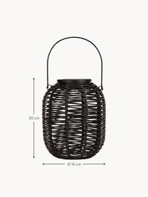 Outdoor solar lamp Sunshine Treasure om op te hangen of te zetten, Lampenkap: polyrotan, Zwart, Ø 16 x H 20 cm