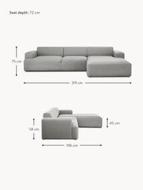 Ecksofa Melva (4-Sitzer), Bezug: 100% Polyester Der hochwe, Gestell: Massives Kiefernholz, Spa, Webstoff Grau, B 319 x T 196 cm, Eckteil links