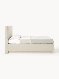 Boxspringbed Livia met opbergruimte, Matras: 5-zones pocketvering, Geweven stof lichtbeige, B 140 x L 200 cm, hardheidsgraad H2