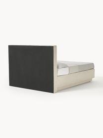 Boxspringbed Livia met opbergruimte, Matras: 5-zones pocketvering, Geweven stof lichtbeige, B 140 x L 200 cm, hardheidsgraad H2