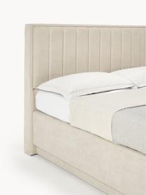 Boxspringbed Livia met opbergruimte, Matras: 5-zones pocketvering, Geweven stof lichtbeige, B 140 x L 200 cm, hardheidsgraad H2