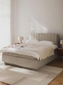 Boxspringbed Livia met opbergruimte, Matras: 5-zones pocketvering, Geweven stof lichtbeige, B 140 x L 200 cm, hardheidsgraad H2