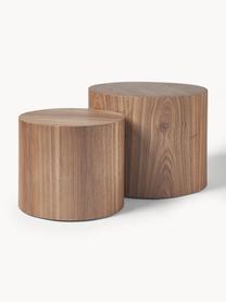 Tables basses rondes en bois Dan, 2 élém., MDF avec placage en bois de noyer, Bois foncé, Lot de différentes tailles