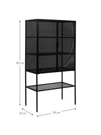 Credenza alta nera Wire, Metallo verniciato a polvere, Nero, Larg. 90 x Alt. 167 cm