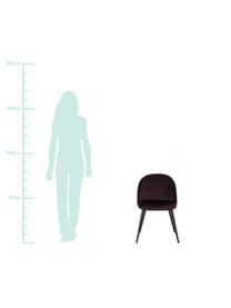 Krzesło tapicerowane z aksamitu Amy, 2 szt., Tapicerka: aksamit (100% poliester), Tapicerka: pianka, 20 kg/m³, Nogi: metal malowany proszkowo, Bordowy, S 47 x G 55 cm