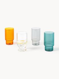 Mondgeblazen longdrinkglas Gustave, 4 stuks, Borosilicaatglas, Transparant, lichtgrijs, petrol, oranje, Ø 8 x H 14 cm, 450 ml