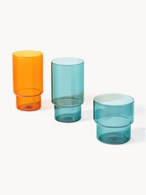 Vasos largos soplados artesanalmente Gustave, 4 uds., Vidrio de borosilicato, Transparente, gris claro, azul petróleo, naranja, Ø 8 x Al 14 cm, 450 ml