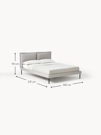 Cama tapizada Amelia, Tapizado: 100% poliéster Alta resis, Estructura: madera contrachapada, Patas: madera, plástico Este pro, Tejido gris claro, An 140 x L 200 cm