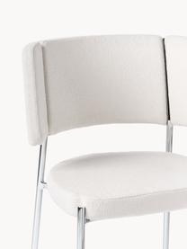 Bouclé gestoffeerde stoelen Samantha, 2 stuks, Bekleding: bouclé (100 % polyester) , Poten: metaal, gecoat, Bouclé Off White, zilverkleurig, B 55 x H 55 cm