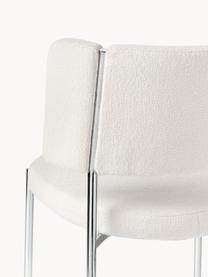 Bouclé gestoffeerde stoelen Samantha, 2 stuks, Bekleding: bouclé (100 % polyester) , Poten: metaal, gecoat, Bouclé Off White, zilverkleurig, B 55 x H 55 cm