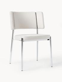 Chaises en tissu bouclé rembourré Samantha, 2 pièces, Blanc cassé, argent, larg. 55 x prof. 55 cm