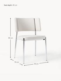 Bouclé gestoffeerde stoelen Samantha, 2 stuks, Bekleding: bouclé (100 % polyester) , Poten: metaal, gecoat, Bouclé Off White, zilverkleurig, B 55 x H 55 cm