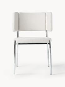 Chaises en tissu bouclé rembourré Samantha, 2 pièces, Blanc cassé, argent, larg. 55 x prof. 55 cm