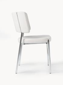 Bouclé gestoffeerde stoelen Samantha, 2 stuks, Bekleding: bouclé (100 % polyester) , Poten: metaal, gecoat, Bouclé Off White, zilverkleurig, B 55 x H 55 cm