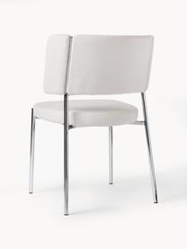 Bouclé gestoffeerde stoelen Samantha, 2 stuks, Bekleding: bouclé (100 % polyester) , Poten: metaal, gecoat, Bouclé Off White, zilverkleurig, B 55 x H 55 cm