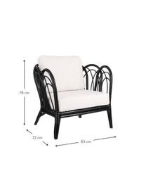 Rattan-Stuhl Sherbrooke mit Kissen, Schwarz, Weiß, B 83 x T 72 cm