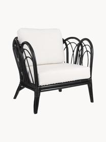 Sillón de ratán con cojines Sherbrooke, Negro, blanco, An 83 x F 72 cm