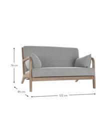 Sofa z lnu Betty (2-osobowa), Tapicerka: len, Stelaż: drewno kauczukowe, Szary, S 122 x G 83 cm